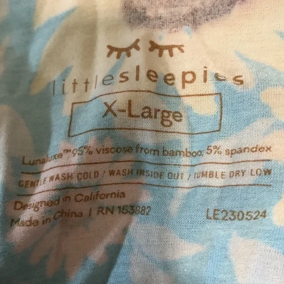 Little Sleepies Women’s Blue and Pink Sunflower Fields Bamboo Pajama Set Size XL - Picture 5 of 12